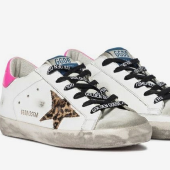 Golden Goose Deluxe Brand Superstars Hot Pink Leopard Fur - Picture 1 of 7